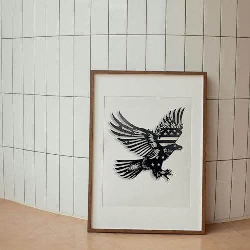 Patriotic Bald Eagle American Flag Metal Wall Art 20 Inches