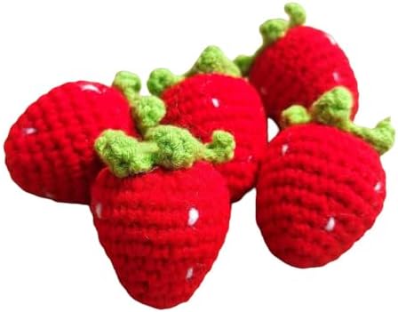 5 Pcs Handmade Woven Strawberry Shape Hanging Decorations