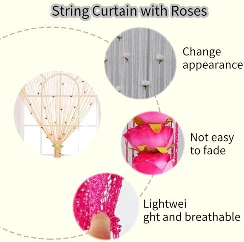 Generic String Curtain with Roses - Doorway Privacy Decor Yellow