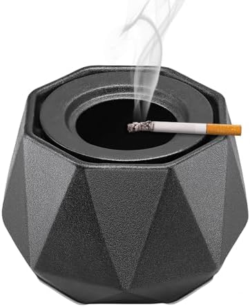 Elegant Ceramic Ashtray with Lid Smokeless and Waterproof