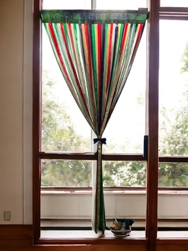 Multicolor Bohemian Door Curtain with Rod Pocket