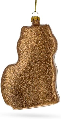 Sparkling Glittered Gingerbread Cat Fish Ornament