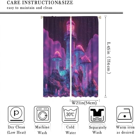 Fantasy Crystal Mushroom Curtain 2 Panels 21x45 Inch