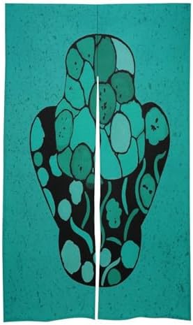 Turquoise Black Door Curtain Panel 17x57 Inch