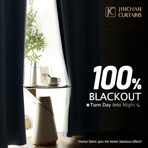 Jinchan Farmhouse Burlap Curtains 2 Panels Blackout Lined