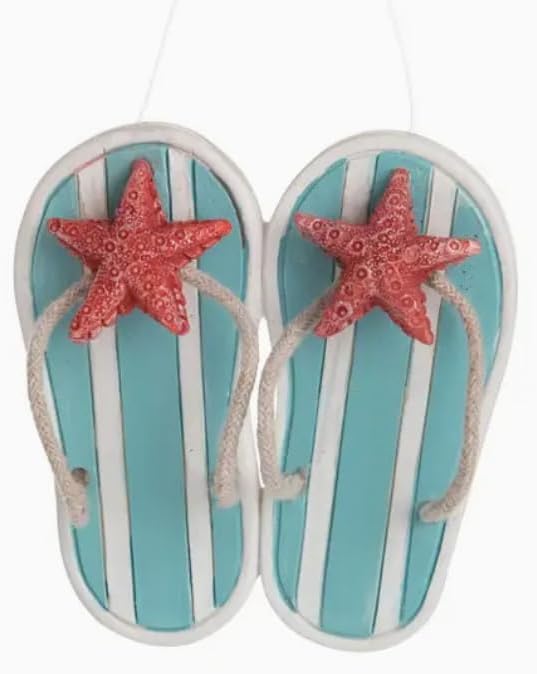 Resin Flip-Flop Ornament with Red Starfish