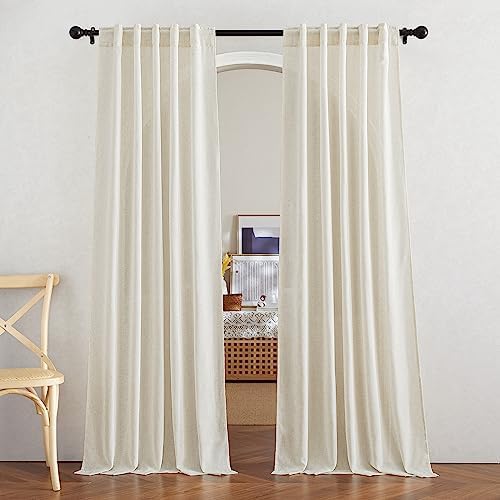 NICETOWN Natural Linen Curtains 2 Panels Set 80 Inches Long