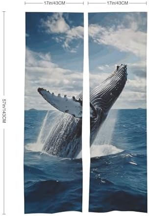 Whale Ocean Door Curtain Panel 17x57 Inch Blackout Privacy Divider