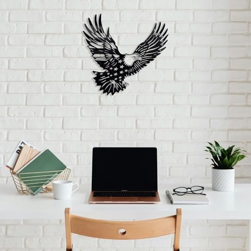 Patriotic Bald Eagle Flag Metal Wall Art Decor