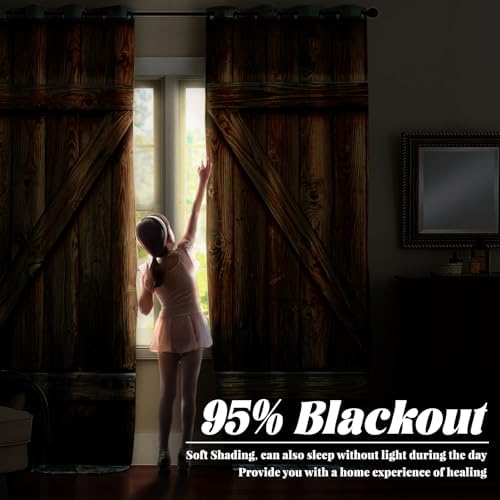 Renaiss Barn Door Curtains Set of 2 Panels Blackout