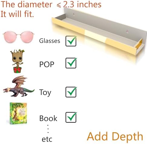 4 Pack 15 Inch Gold Reflective Acrylic Shelves
