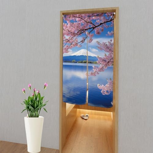 Japanese Mount Fuji Noren Door Curtain for Home and Kitchen