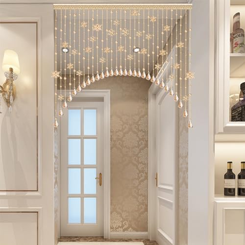 Arched String Beads Door Curtain with Snowflakes