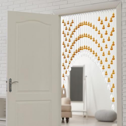 Wupyi Brown Crystal Beaded Curtain for Doorways and Windows