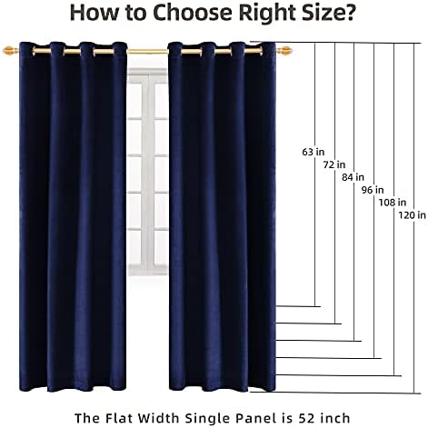 Super Soft Luxury Velvet Curtains 2 Panels Navy