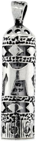 Sterling Silver Mezuzah Pendant Chai Cutouts 1 Inch