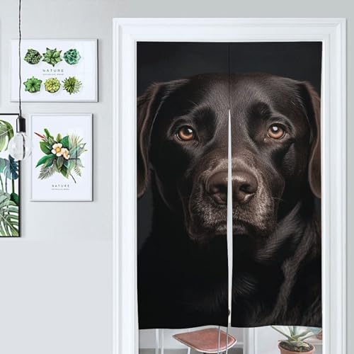 Black Lab Door Curtain Panel 17x57 Inch Split Door Privacy Divider