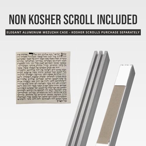 AS Aluminum Mezuzah Case with Scroll - Adi Sidler Design - Silver 6 Inches
