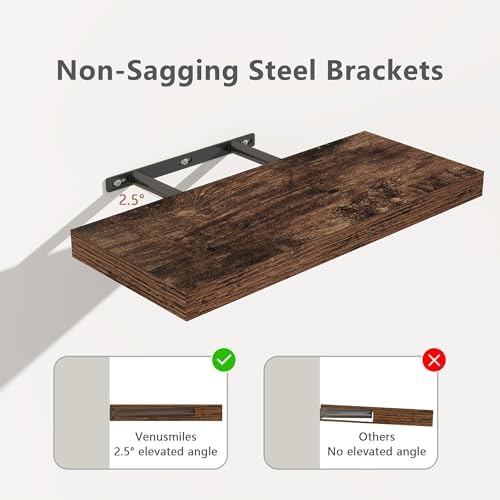Venusmiles Floating Wall Shelves Black 15x6x1
