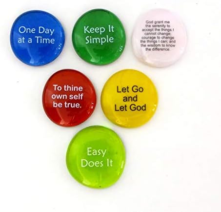 Lifeforce Glass Recovery Stones with 12 Step Sayings