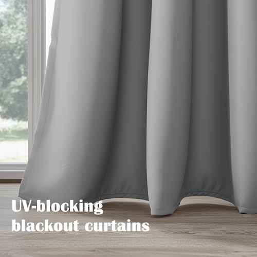 Grey Blackout Curtains for Bedroom 2 Panels Set