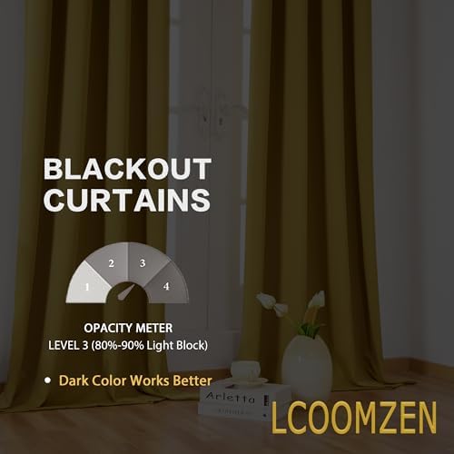 LCOOMZEN Blackout Curtains 84 Inch Long 2 Panels Set