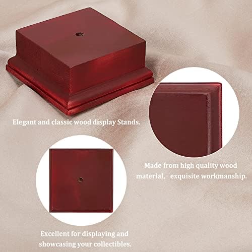 AHANDMAKER Square Dark Red Wooden Display Base