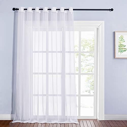 NICETOWN Sheer Curtain for Sliding Glass Door - White 100x96 Inches