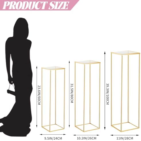 3PCS Square Cylinder Pedestal Stand for Parties