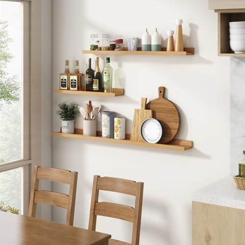 FLYJOE Floating Shelves Set of 2 48 Inch Natural Oak