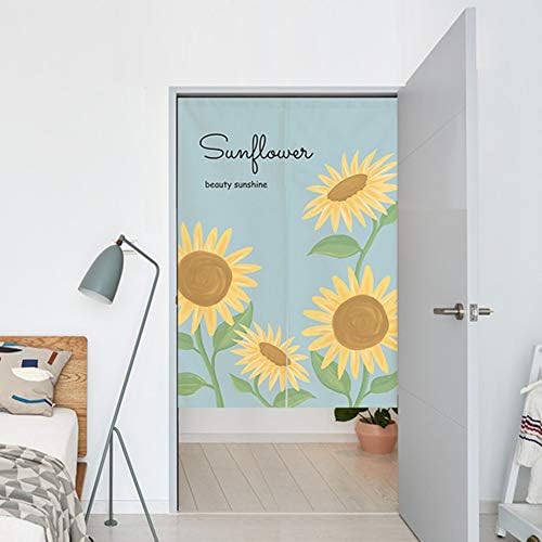 Japanese Noren Curtain Sunflower Print Doorway Decor