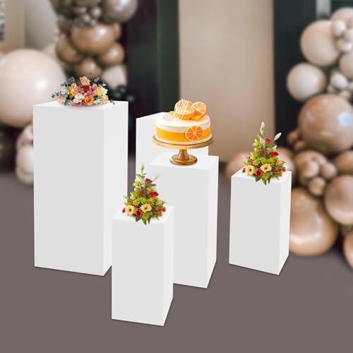 5 Piece Square Pedestal Stand Set for Wedding Displays