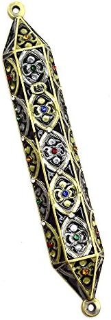 Handmade Metal 6 Inch Royal Mezuzah with Gemstones