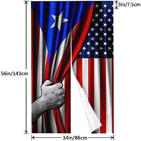 Puerto Rican and USA Flag Door Curtain 34x56 Inch