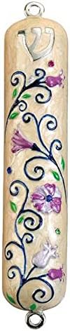 Floral Mezuzah Cover with Rhinestone 1