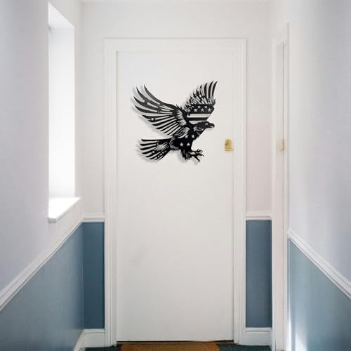 Patriotic Bald Eagle American Flag Metal Wall Art 20 Inches