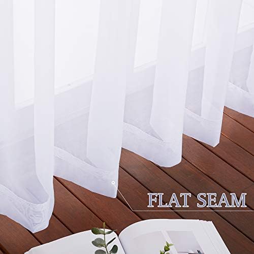 NICETOWN Sheer Curtain for Sliding Glass Door - White 100x96 Inches