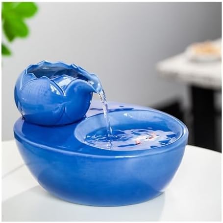 YUHUAWF Pink Tabletop Ceramic Fountain Humidifier Water Feature Ornament