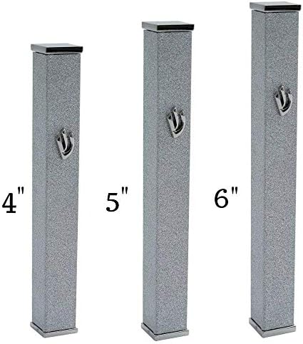 Sparkling Silver Aluminum Mezuzah Case with Scroll 3D Shin Door Cover
