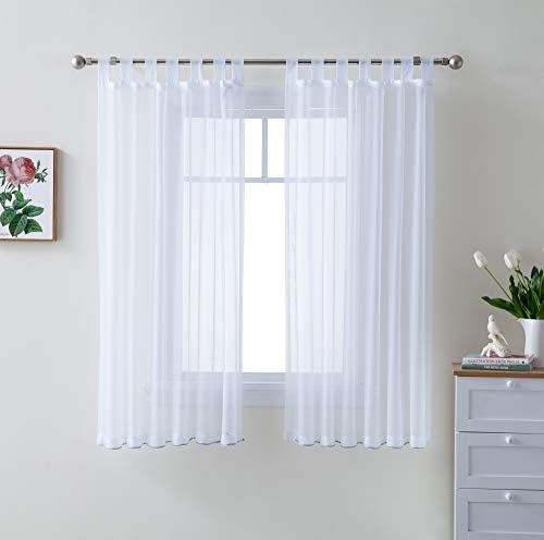 HLC ME White Tab Top Curtain Panels Set of 2