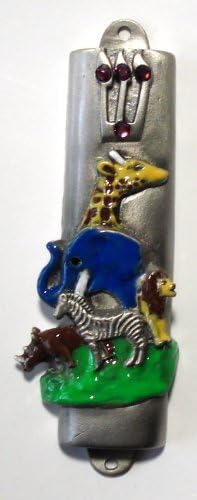 Pewter and Epoxy Mezuzah Noahs Ark Crystal Design