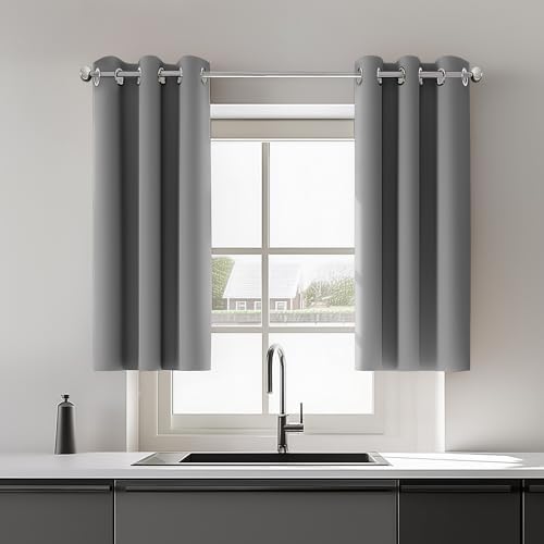 Grey Blackout Curtains for Bedroom 2 Panels Set