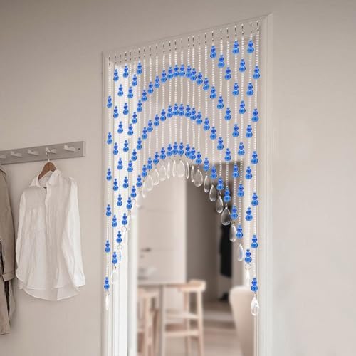 Blue Clear Arched Glass Beaded Curtain for Doorway and Windows