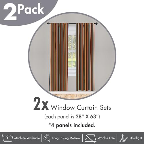 Ambesonne Striped Window Curtains Pack of 2