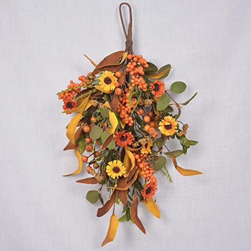 20 Inch Artificial Fall Teardrop Wreath Door Decor