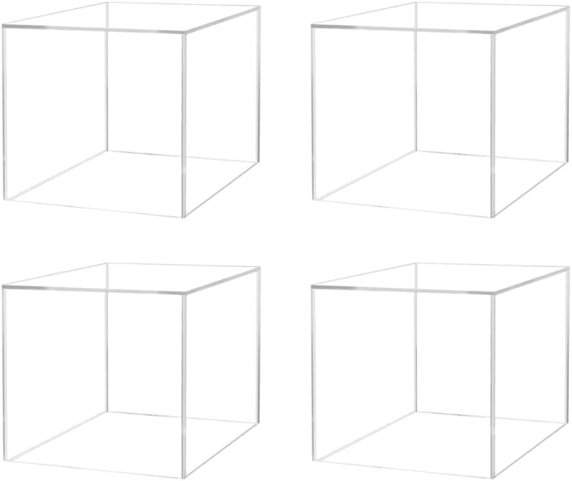 4 Pack Clear Acrylic Display Box Art Sculpture Pedestal