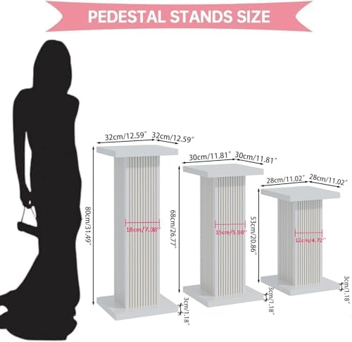White Square Pedestal Stand Set 3Pcs for Parties
