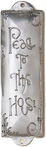 Peace to This House Mezuzah Blessing Handcrafted Fine Pewter Christian Jewish Wall Plaque