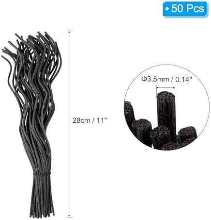 PATIKIL 28CM Rattan Diffuser Sticks 50 Pcs Black