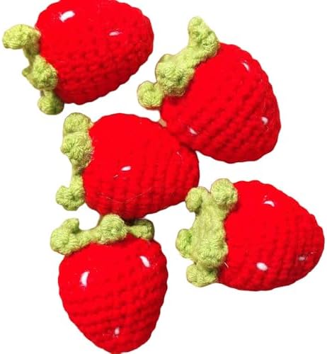 5 Pcs Handmade Woven Strawberry Shape Hanging Decorations